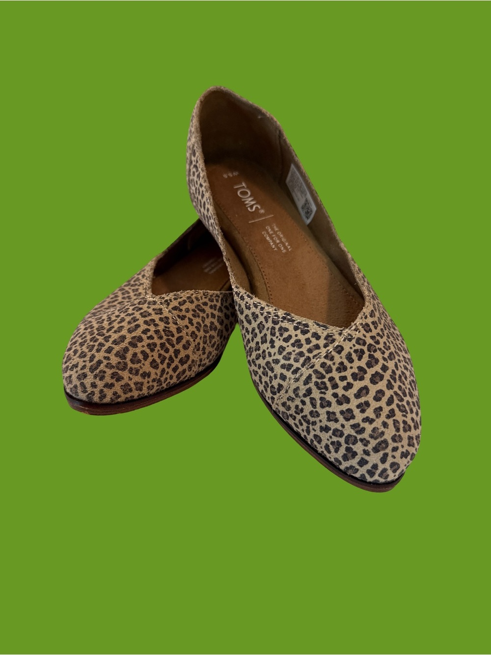 Toms Leopard Print Slip-On Flats in Tan and Black